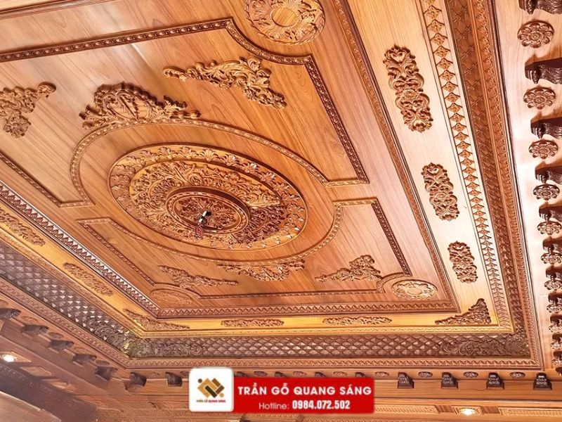 trần gỗ gõ đỏ