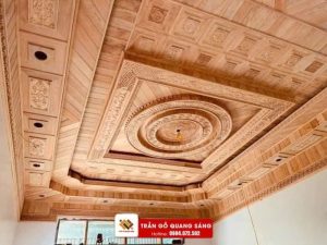 trần gỗ phòng khách